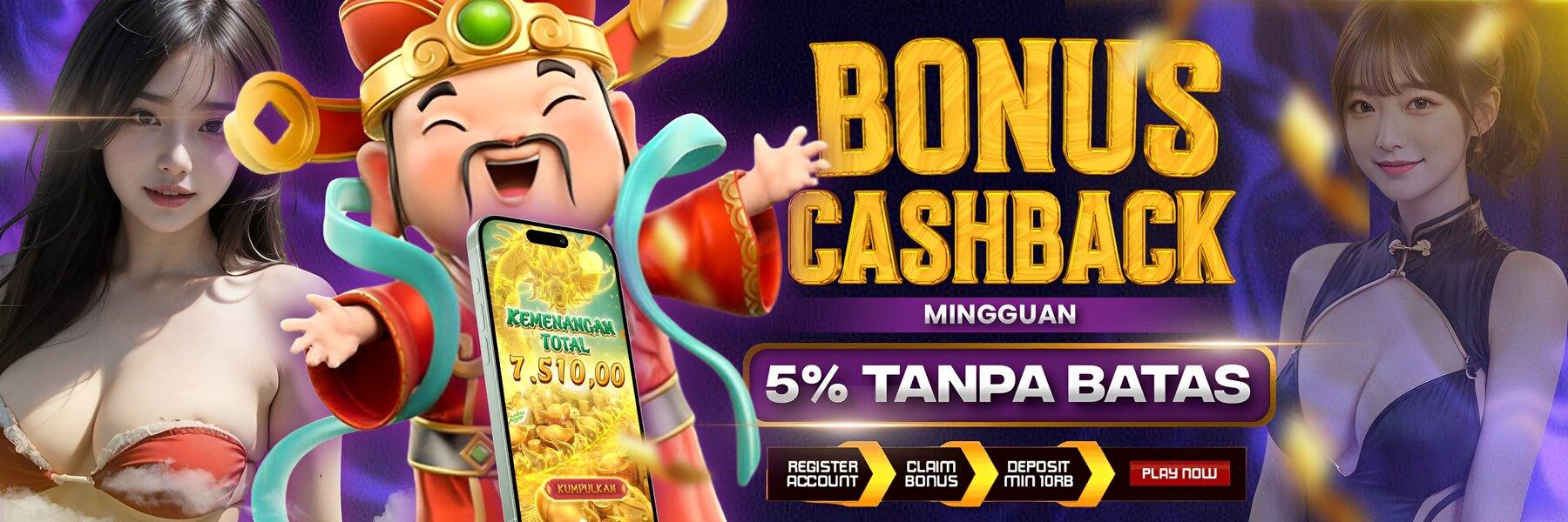 BONUS CASHBACK 5% TANPA BATAS